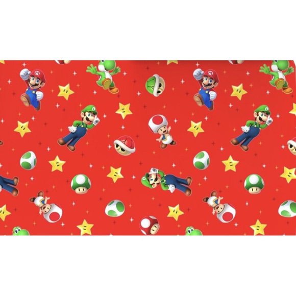 Hallmark Wrapping Paper Christmas Nintendo Super Mario & Friends Red Roll 25 sq - Picture 1 of 2